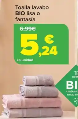 Carrefour Toalla lavabo bio lisa o fantasía oferta