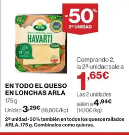 Supercor ARLA En todo el queso en lonchas oferta