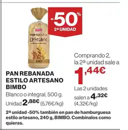 Supercor BIMBO Pan rebanada estilo artesano oferta