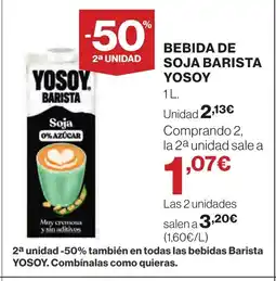 Supercor Bebida de soja barista yosoy oferta