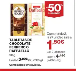 Supercor FERRERO O RAFFARELLO Tabletas de chocolate oferta