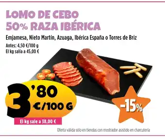 AhorraMas Lomo de cebo 50% raza ibérica oferta