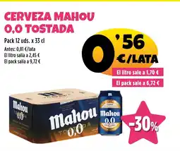 AhorraMas Cerveza mahou 0,0 tostada oferta