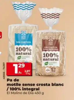 Dia Pa hot dog motlle sense crosta blanc / 100% integral oferta