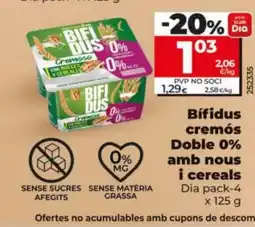 Dia BIFIDUS cremós Doble 0% amb nous i cereals oferta