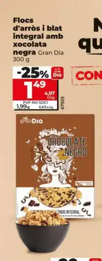 Dia Flocs d'arròs i blat integral amb xocolata negra oferta