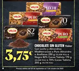 Gadis VALOR Chocolate sin gluten oferta