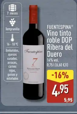 ALDI FUENTESPINA Vino tinto roble DOP Ribera del Duero oferta