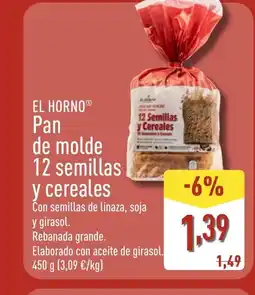 ALDI EL HORNO Pan de molde 12 Semillas y cereales oferta