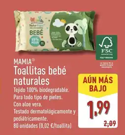 ALDI MAMIA Toallitas bebé naturales oferta