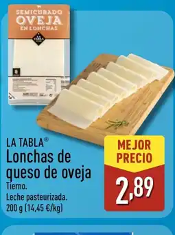 ALDI LA TABLA Lonchas de queso de oveja oferta