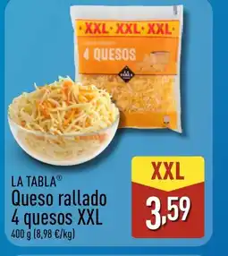 ALDI LA TABLA Queso rallado 4 quesos XXL oferta