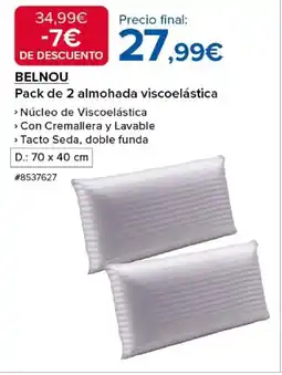 Costco BELNOU Pack de 2 almohada viscoelástica oferta