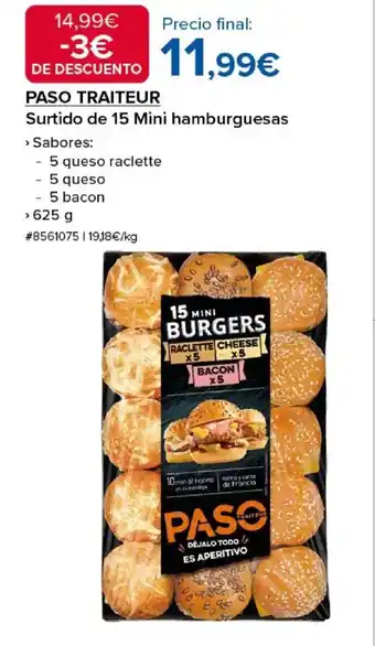 Costco PASO TRAITEUR Surtido de 15 Mini hamburguesas oferta