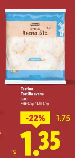 Lidl TASTINO Tortilla avena oferta