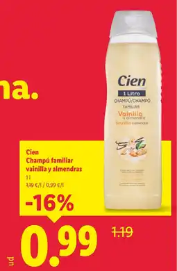 Lidl CIEN Champú familiar vainilla y almendras oferta