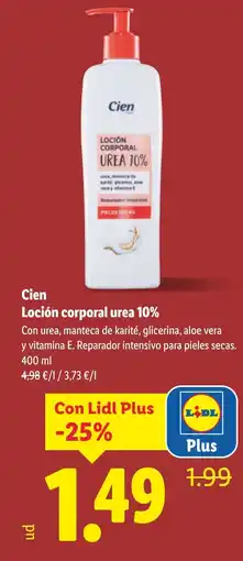 Lidl CIEN Loción corporal urea 10% oferta