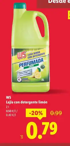 Lidl W5 Lejía con detergente limón oferta