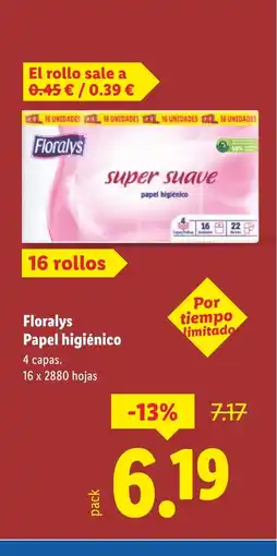 Lidl FLORALYS Papel higiénico oferta