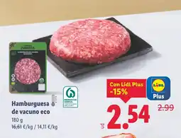 Lidl Hamburguesa de vacuno eco oferta