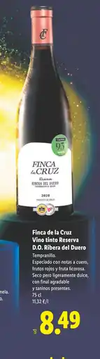 Lidl FINCA DE LA CRUZ Vino tinto Reserva D.O. Ribera del Duero oferta