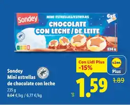 Lidl SONDEY Mini estrellas de chocolate con leche oferta