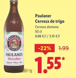 Lidl PAULANER Cerveza alemana. oferta