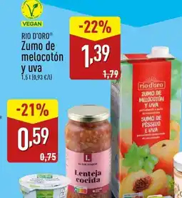 ALDI RIO D'ORO Zumo de melocotón y uva oferta