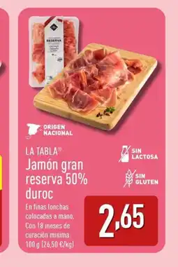 ALDI LA TABLA Jamón gran reserva 50% duroc oferta