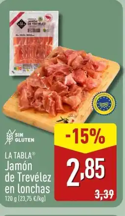 ALDI LA TABLA Jamón de Trevélez en lonchas oferta