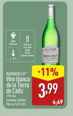 ALDI BARBADILLO Vino blanco de la Tierra de Cádiz oferta