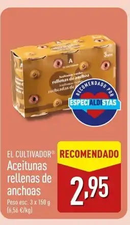 ALDI EL CULTIVADOR Aceitunas verdes rellenas de anchoa oferta