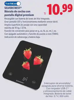 Lidl SILVERCREST Báscula de cocina con pantalla digital premium oferta