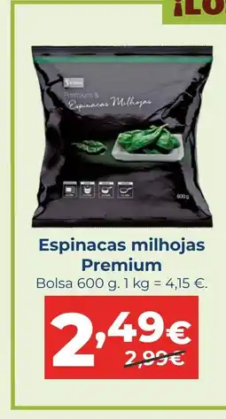 La Sirena Espinacas milhojas oferta