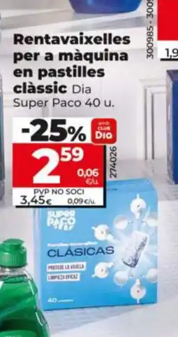 Dia Rentavaixelles per a màquina en pastilles clàssic oferta