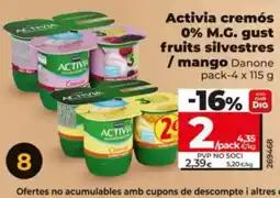 Dia ACTIVIA cremós 0% M.G. gust fruits silvestres /mango oferta