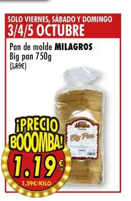 SPAR MILAGROS Pan de molde Big Pan oferta