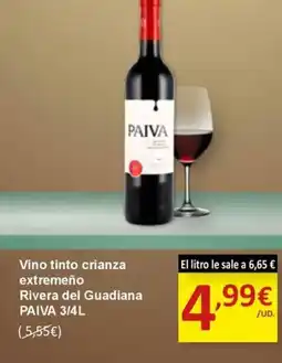SPAR PAIVA Vino tinto crianza extremeño Rivera del Guadiana oferta