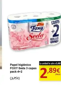 SPAR FOXY Papel higiénico Seda 3 capas oferta