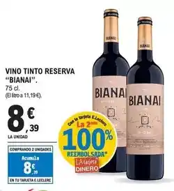 E.Leclerc Bianai - vino tinto reserva oferta