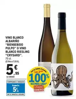 E.Leclerc Vino albarino binbebido pulpo o vino blanco riesling crysard oferta