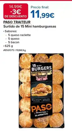 Costco Paso - surtido de 15 mini hamburguesas oferta