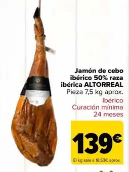 Carrefour ALTORREAL Jamón de cebo ibérico 50% raza ibérica oferta