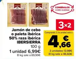 Carrefour IBERSIERRA Jamón de cebo o paleta ibérica 50% raza ibérica oferta