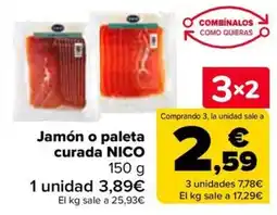 Carrefour NICO Jamón o paleta curada oferta