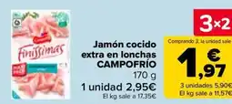 Carrefour CAMPOFRÍO Jamón cocido extra en lonchas oferta