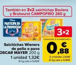Carrefour OSCAR MAYER Salchichas Wieners de pollo o pavo oferta