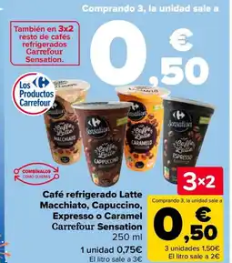 Carrefour Café refrigerado Latte Macchiato, Capuccino, Expresso o Caramel Carrefour Sensation oferta