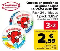 Carrefour LA VACA QUE RÍE Quesos en porciones Original o Light oferta