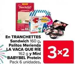 Carrefour En tranchettes sandwich palitos merienda la vaca que ríe y mini babybel protein oferta